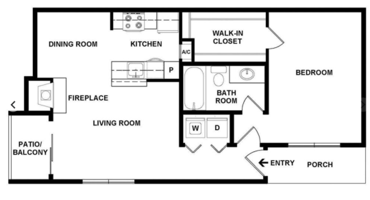 the floor plan for a two bedroom apartment at The Caldera Apartments